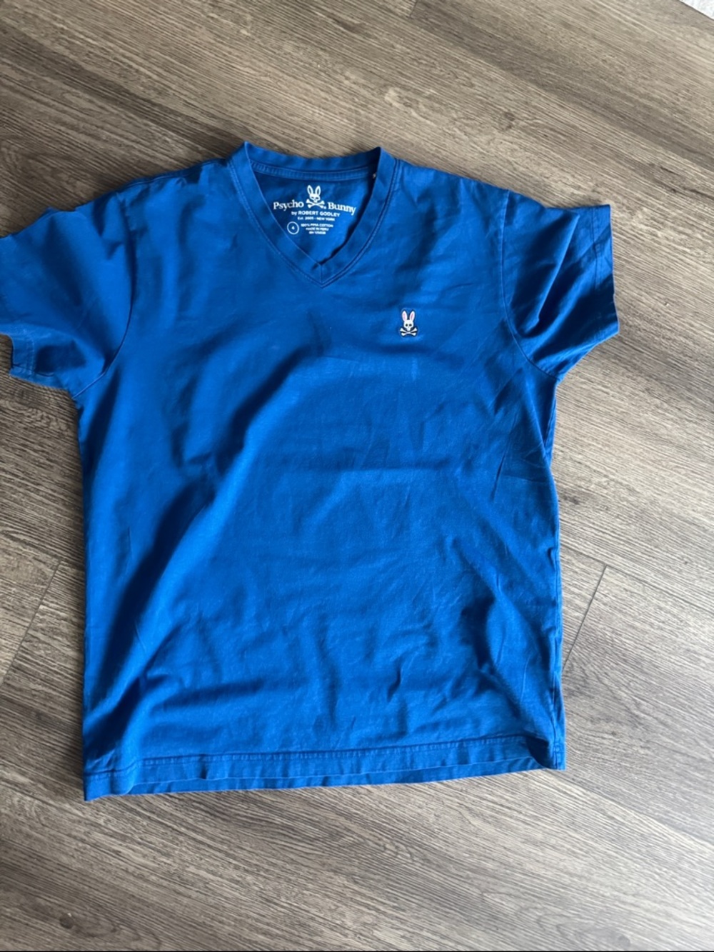 Psycho Bunny Royal Blue V-Neck Logo Tee